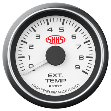 SAAS 52mm White Muscle Series EGT Exhaust Temperature Gauge (0-900C) - SG-EXT52W1