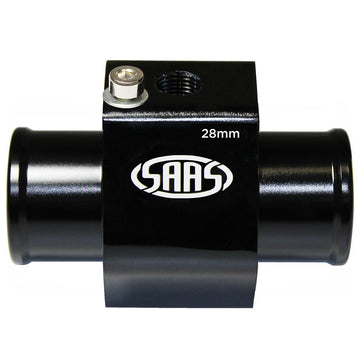 SAAS Black Aluminium Water Temperature Adapter for Radiator Hose - 28mm - SWTA28B