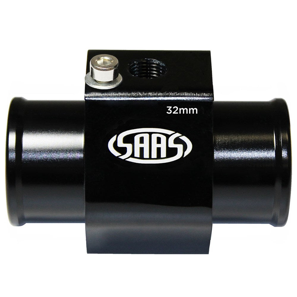 SAAS Black Aluminium Water Temperature Adapter for Radiator Hose - 32mm - SWTA32B