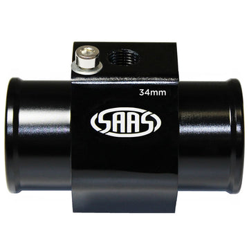 SAAS Black Aluminium Water Temperature Adapter for Radiator Hose - 34mm - SWTA34B