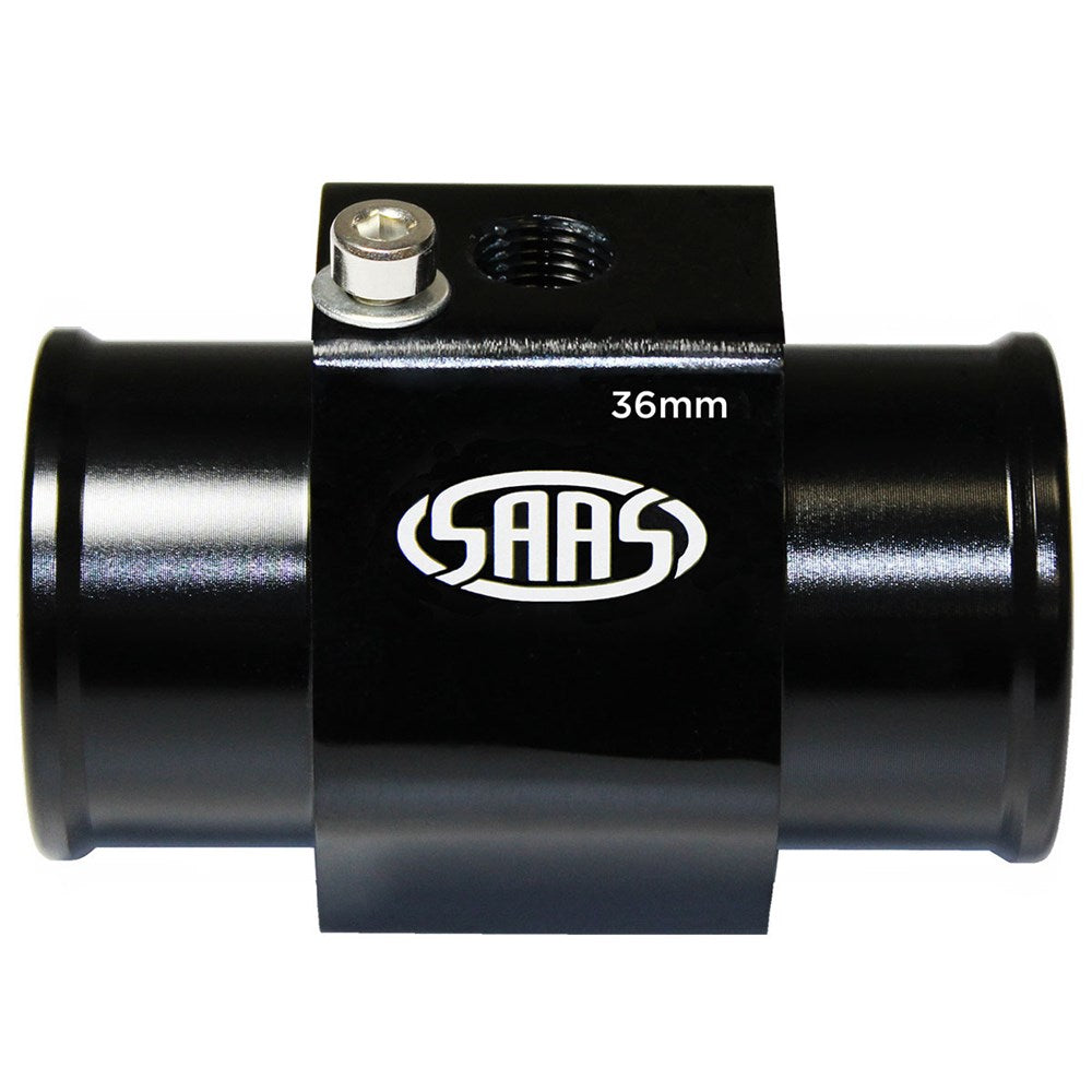 SAAS Black Aluminium Water Temperature Adapter for Radiator Hose - 36mm - SWTA36B