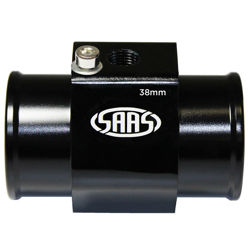 SAAS Black Aluminium Water Temperature Adapter for Radiator Hose - 38mm - SWTA38B