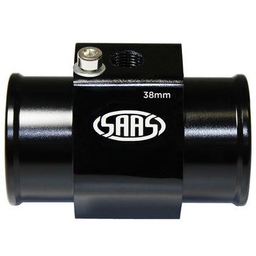 SAAS Black Aluminium Water Temperature Adapter for Radiator Hose - 38mm - SWTA38B