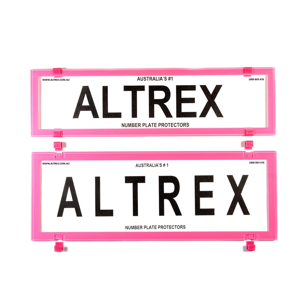 Altrex QLD, ACT, VIC, TAS, SA, WA & NT Slimline/Standard Size Combination Pink Number Plate Protector Covers - without Lines - 6BCQSNL