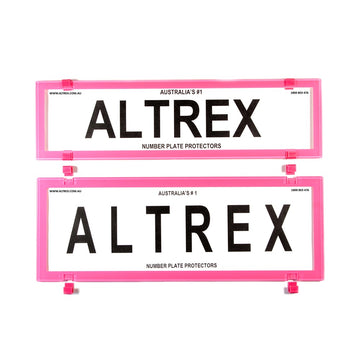 Altrex QLD, ACT, VIC, TAS, SA, WA & NT Slimline/Standard Size Combination Pink Number Plate Protector Covers - without Lines - 6BCQSNL