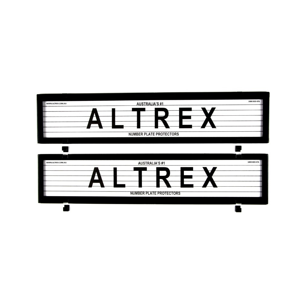 Altrex Number Plate Protector Covers -  European Classic Full Size Front and Rear Black With Lines (520x110mm & 520x110mm) - 6LE