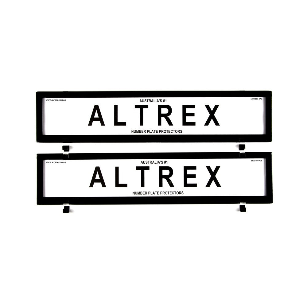 Altrex European Classic Full Size Front & Rear Black Number Plate Protectors - without Lines - 6NLE