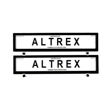 Altrex European Classic Full Size Front & Rear Black Number Plate Protectors - without Lines - 6NLE