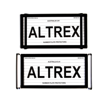 Altrex NSW, VIC, TAS, QLD, US / International Black Number Plate Protectors - with Lines - 9BL