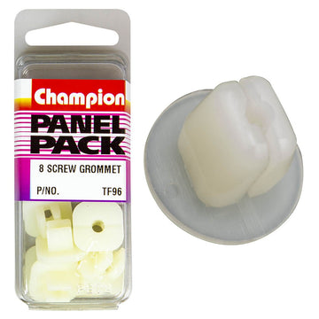 Champion Fasteners Screw Grommets (Clear/White, 17mm Width, 17mm Length, to Suit 8x8.5mm Hole) - Pack of 8 - TF96