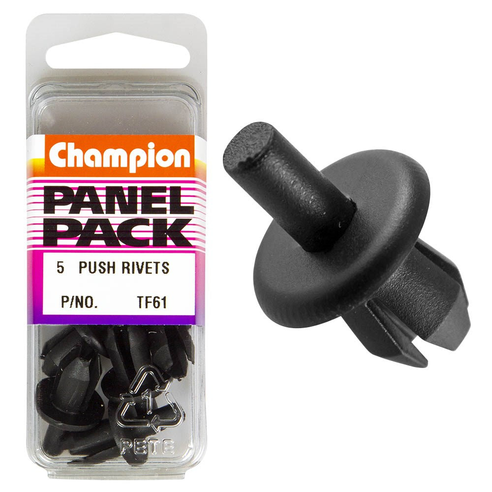 Champion Fasteners Push Rivets (16mm Head, 14mm Length, to Suit 9mm Hole) - Pack of 5 - TF61
