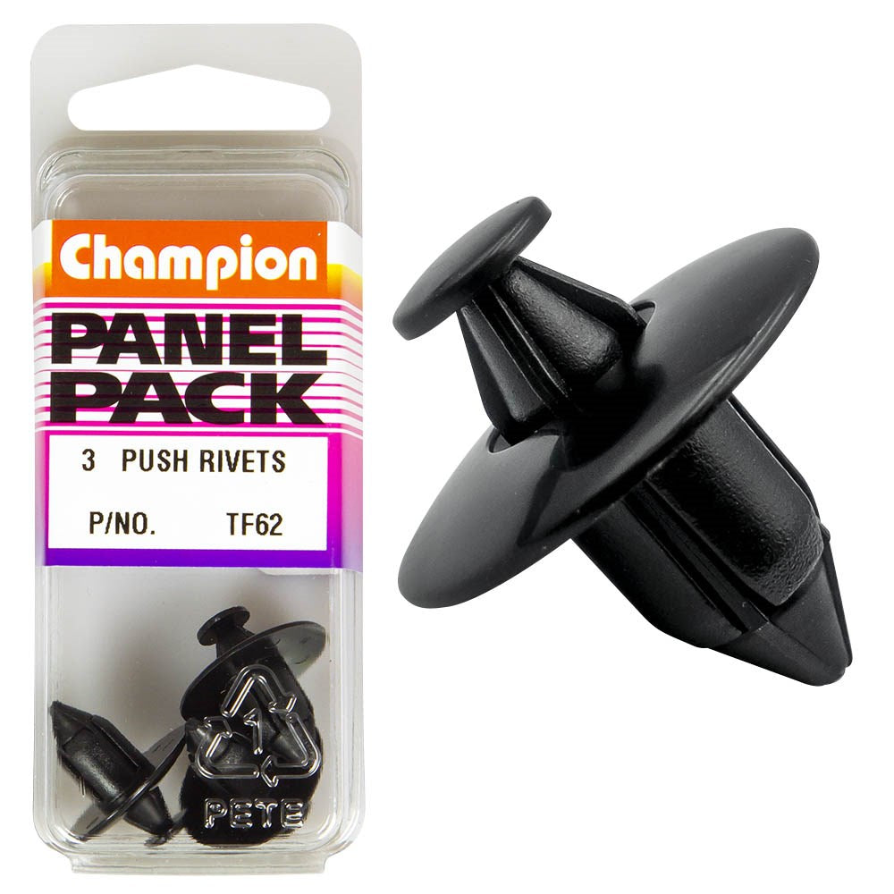 Champion Fasteners Push Rivets (20mm Head, 14mm Length, to Suit 8mm Hole) - Pack of 3 - TF62