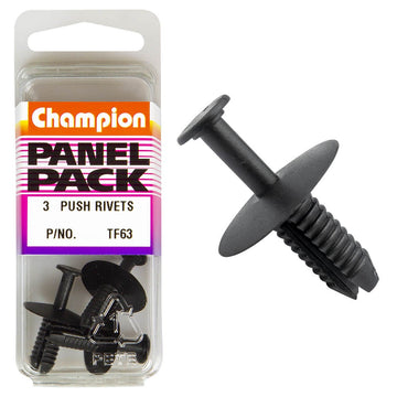 Champion Fasteners Push Rivets (20mm Head, 17mm Length, to Suit 6.3mm Hole) - Pack of 3 - TF63