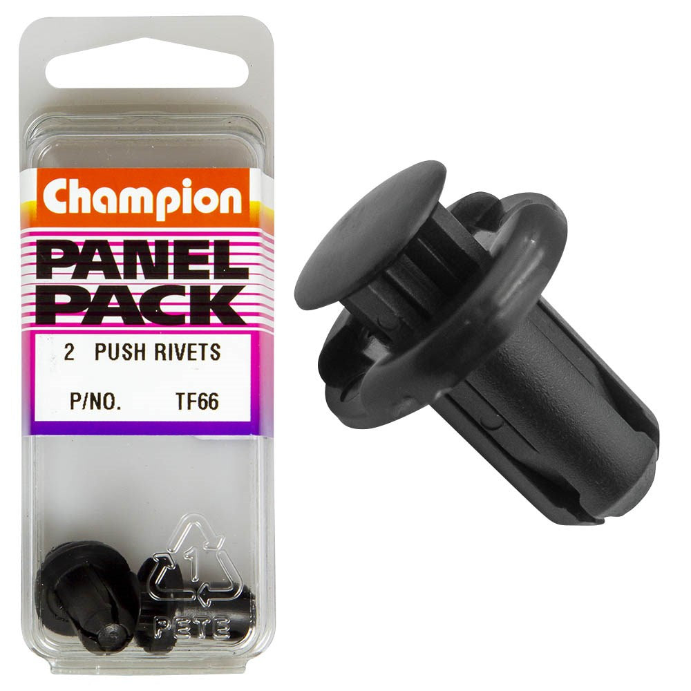 Champion Fasteners Push Rivets (15.8mm Head, 22mm Length, 8mm Stem) - Pack of 2 - TF66