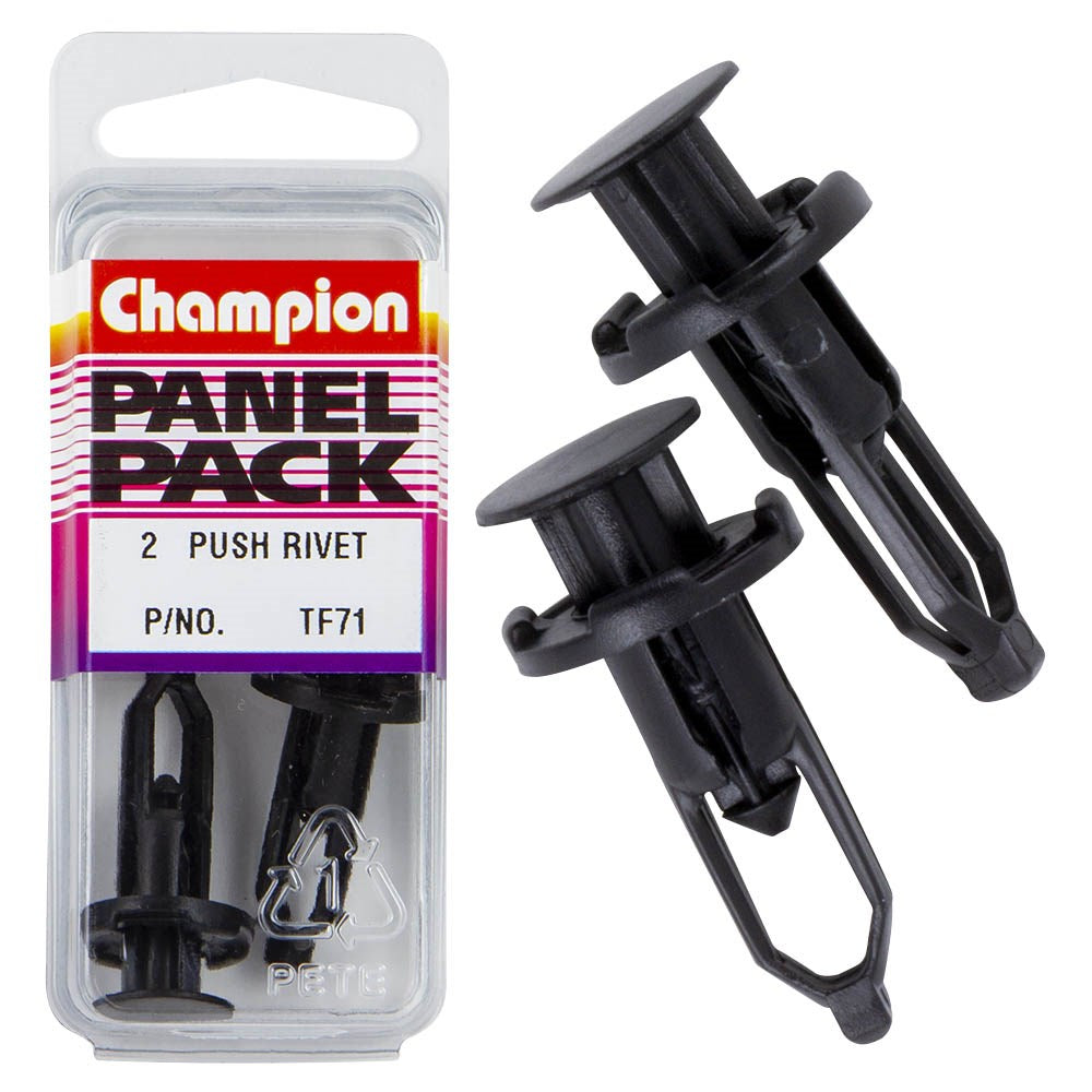 Champion Fasteners Push Rivets (18mm Head, 28mm Length, to Suit 9mm Hole) - Pack of 2 - TF71
