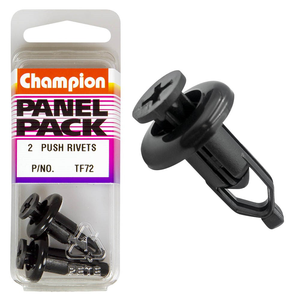 Champion Fasteners Push Rivets (19mm Head, 26mm Length, to Suit 9mm Hole) - Pack of 2 - TF72