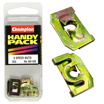 Champion Pack of 4 4.8mm Inner Diameter, 17.55 x 12.55 x 4.35mm Zinc Passivated Steel U-Type Captive Speed Nuts with 6mm Centre of Hole to Edge - BH100