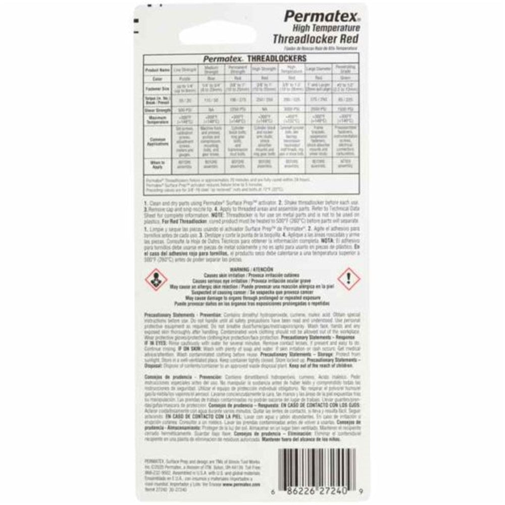 Permatex High Temperature Threadlocker - Red - 36mL - 27240
