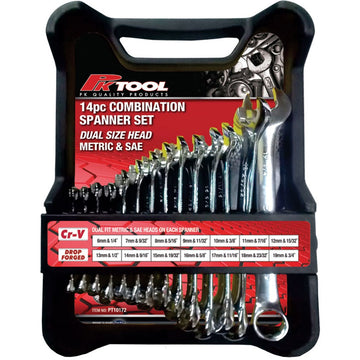 PKTool Metric & Sae Combination Spanner Set - 14 Piece - PT10172