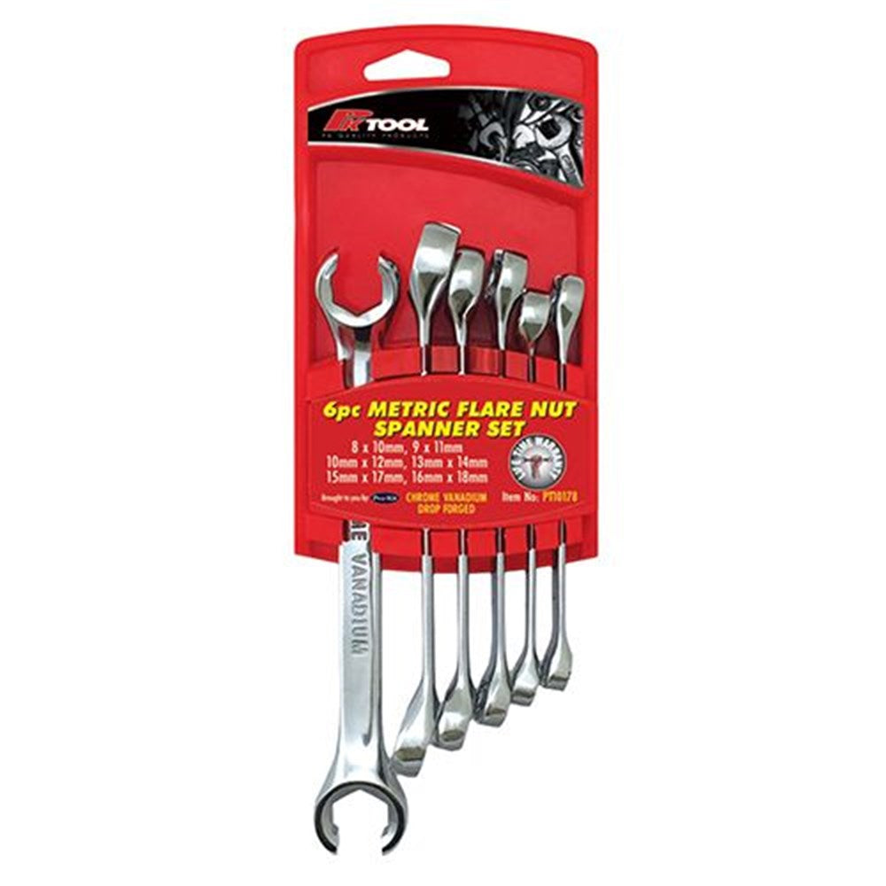 PKTool Metric Flare Nut Cr-V Spanner Set 6 Piece - PT10178