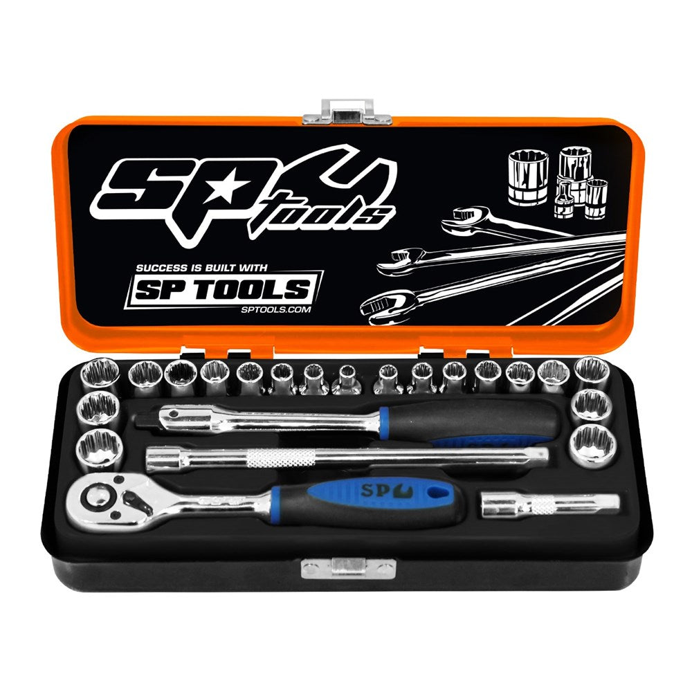 SP Tools 1/4 inch Dr Socket Set - Metric/SAE - 23pc, Sizes: 12 Point - SP20100