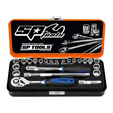 SP Tools 1/4 inch Dr Socket Set - Metric/SAE - 23pc, Sizes: 12 Point - SP20100