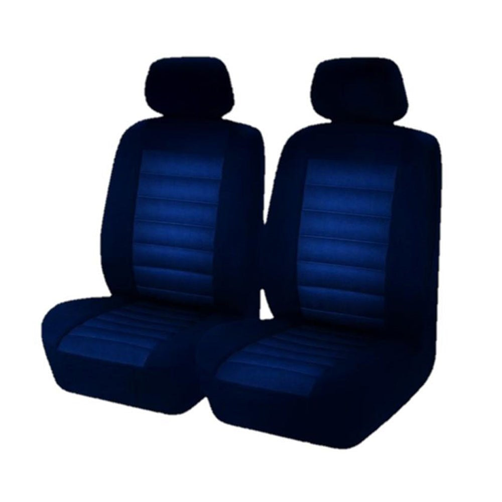 MyCar Opulence Size 30/35 Universal Fit Front Seat Covers with 12mm Foam Lining - Blue Accent - OPA3503