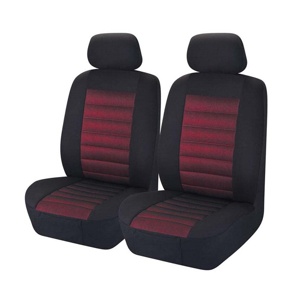 MyCar Opulence Size 30/35 Universal Fit Front Seat Covers with 12mm Foam Lining - Red Accent - OPA3505