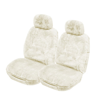 My Car Downunder 16mm Thick Sheepskin Front Seat Covers, Universal Size 30 - Mocha - SDOWA3002