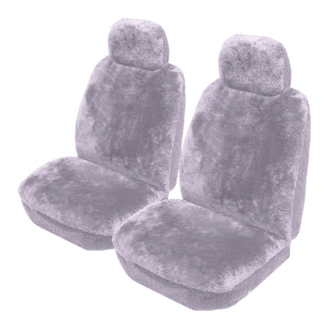 MyCar Downunder 16mm Thick Sheepskin Front Seat Covers Universal Size 30 - Light Grey - SDOWA3007