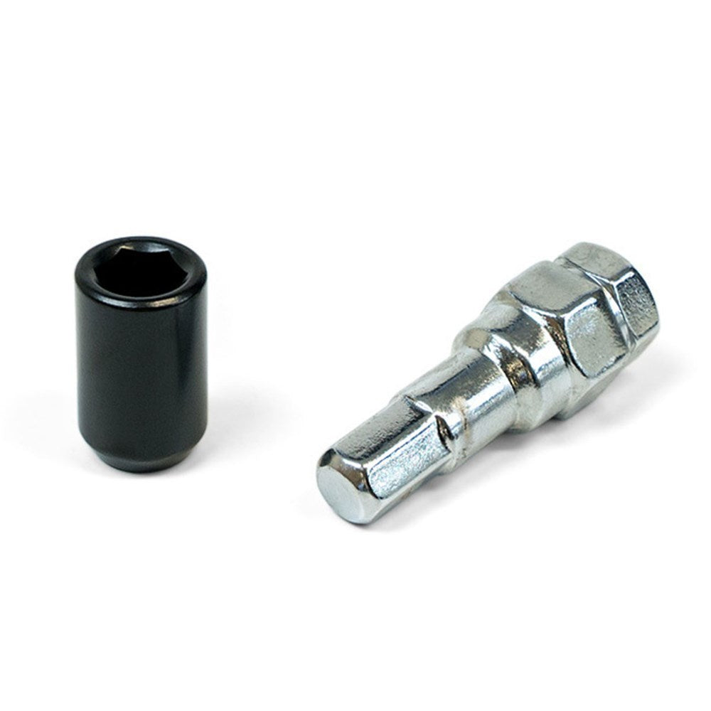 SAAS Set of 10 Small Diameter Wheel Nuts - Black, M12x1.25 Threads with Internal Hex Drive and Key - 8330510BC