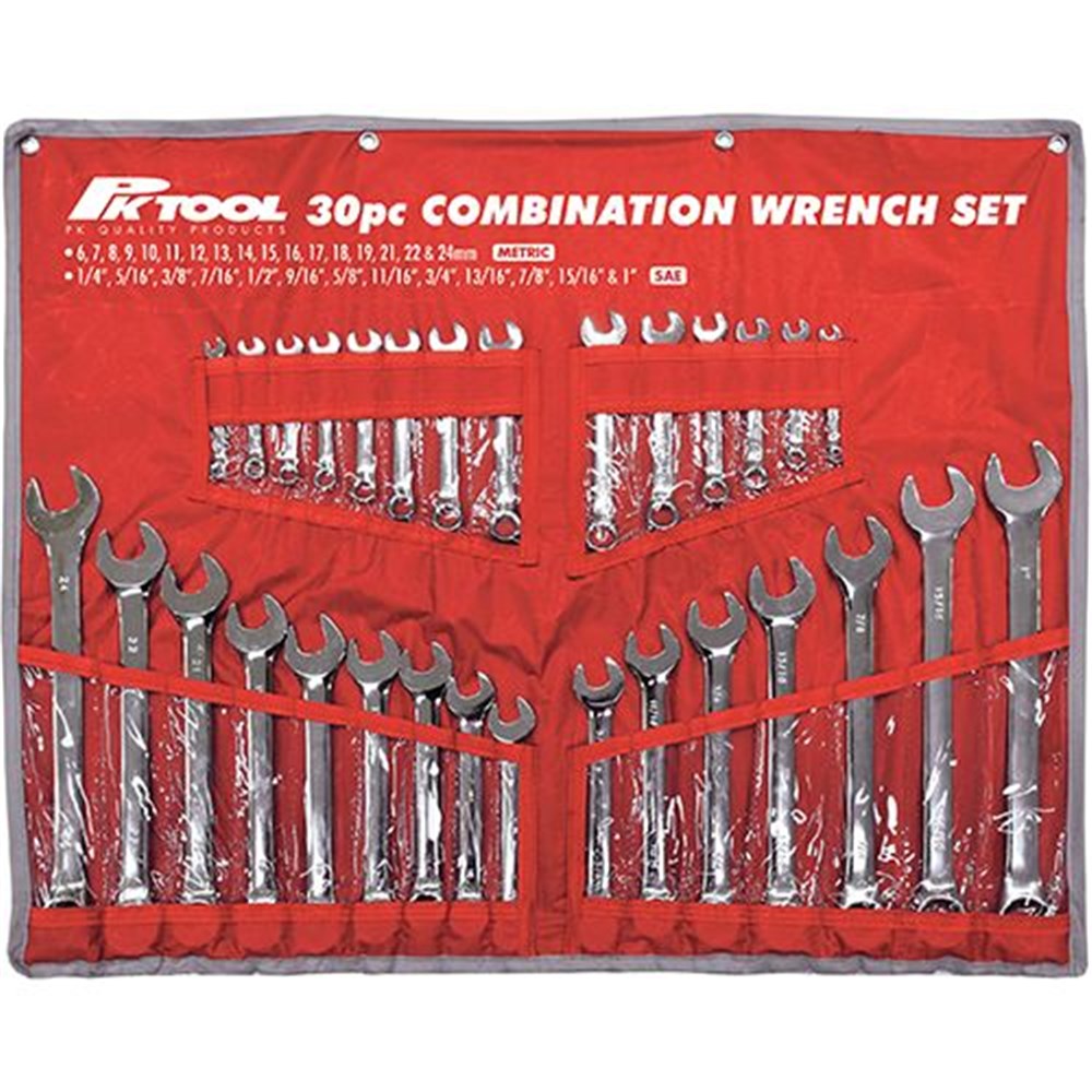 PKTool 30 Piece Combination Metric and SAE Spanner Set - PT10184