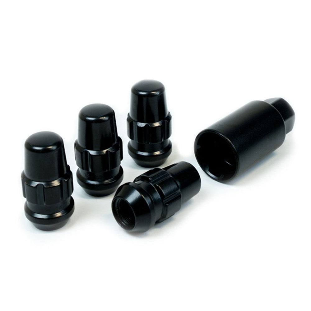 SAAS Set of 4 Splined Lock Nuts - Black, M14x1.50 Thread, Acorn Bulge Type - 924429BC