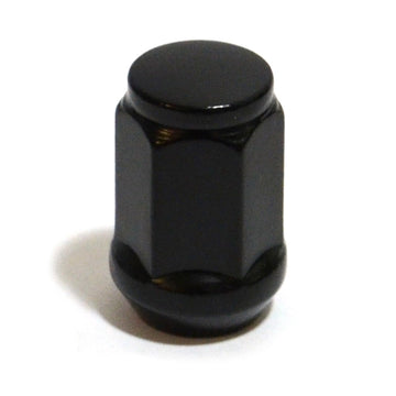SAAS Single Wheel Nut - 35mm Length, Black, M12x1.50 Thread, Flat Head Bulge Type - 43596BBC