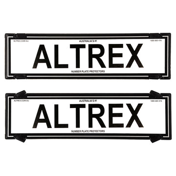 Altrex Number Plate Protector Covers -  Standard Size Black Border with Silver Insert Without Lines (372x134mm & 372x134mm) - 6NLS