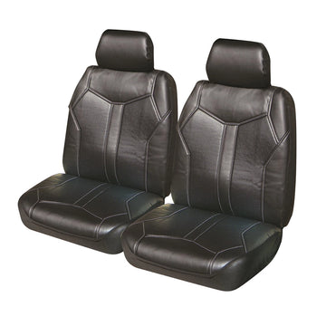 Ilana Matador Seat Covers - Universal Size 30 (Black with White Stitching) - MAT30DSBLKWHT