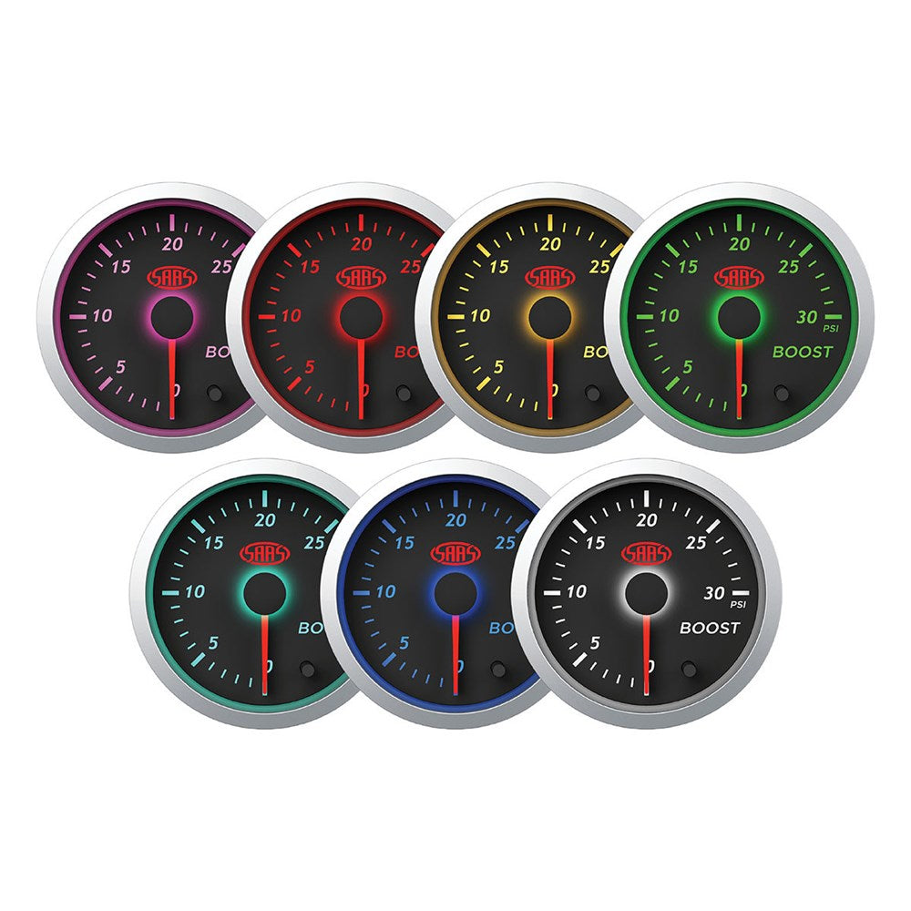 SAAS 52mm Black Muscle Series Diesel Boost Gauge Diesel (0-30PSI) - SG21213