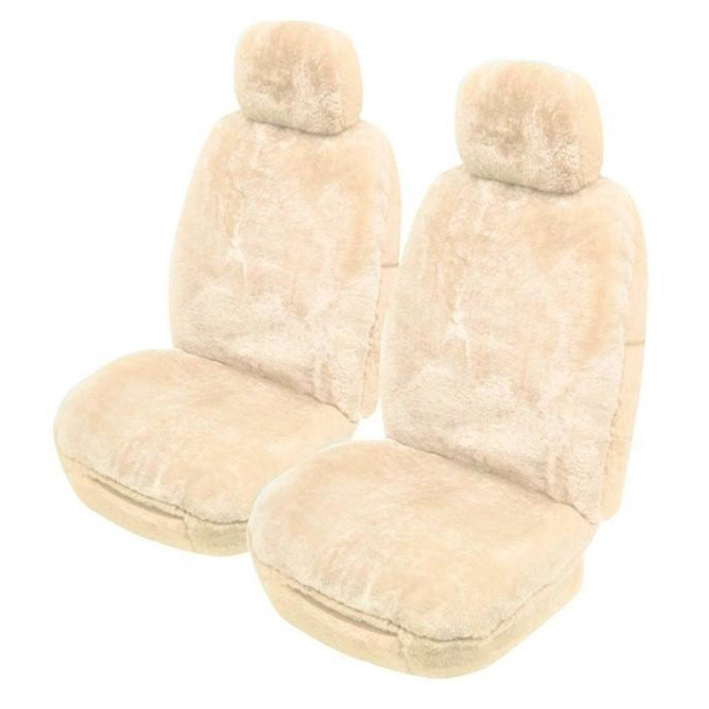 MyCar 25mm Thick Sheepskin Alpine Front Seat Covers Universal Size 30 - Ivory - SALPA3010