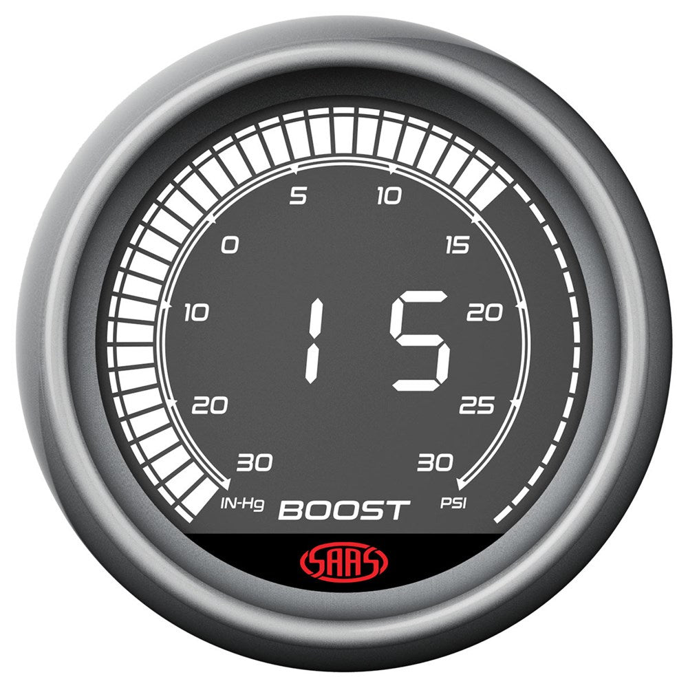 SAAS 52mm Muscle Digital Series Boost and Vacuum Gauge (30inHg-30PSI) - SG41211