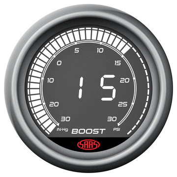 SAAS 52mm Muscle Digital Series Boost and Vacuum Gauge (30inHg-30PSI) - SG41211