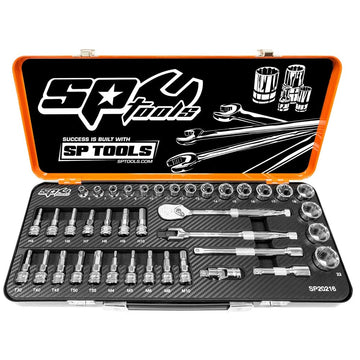 SP Tools 3/8 inch Dr Socket Set - Metric, Inhex, Torx & Spline - 39pc - SP20216 (Bulky Item - Freight Applies)