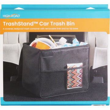 High Road Trash Stand(TM) Portable Tip-Resistant Car Garbage Bin - HR-TSTAND-XLBLK