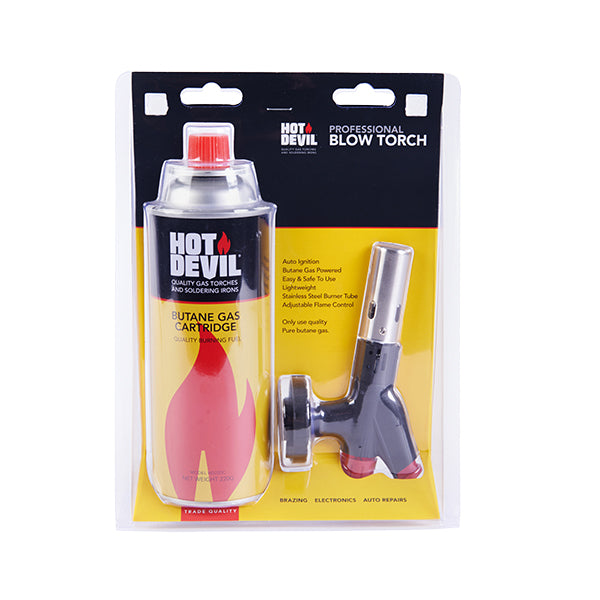 Hot Devil Professional Butane Blow Torch Kit with 220g Gas Cartridge - HD910 - Pickup Only