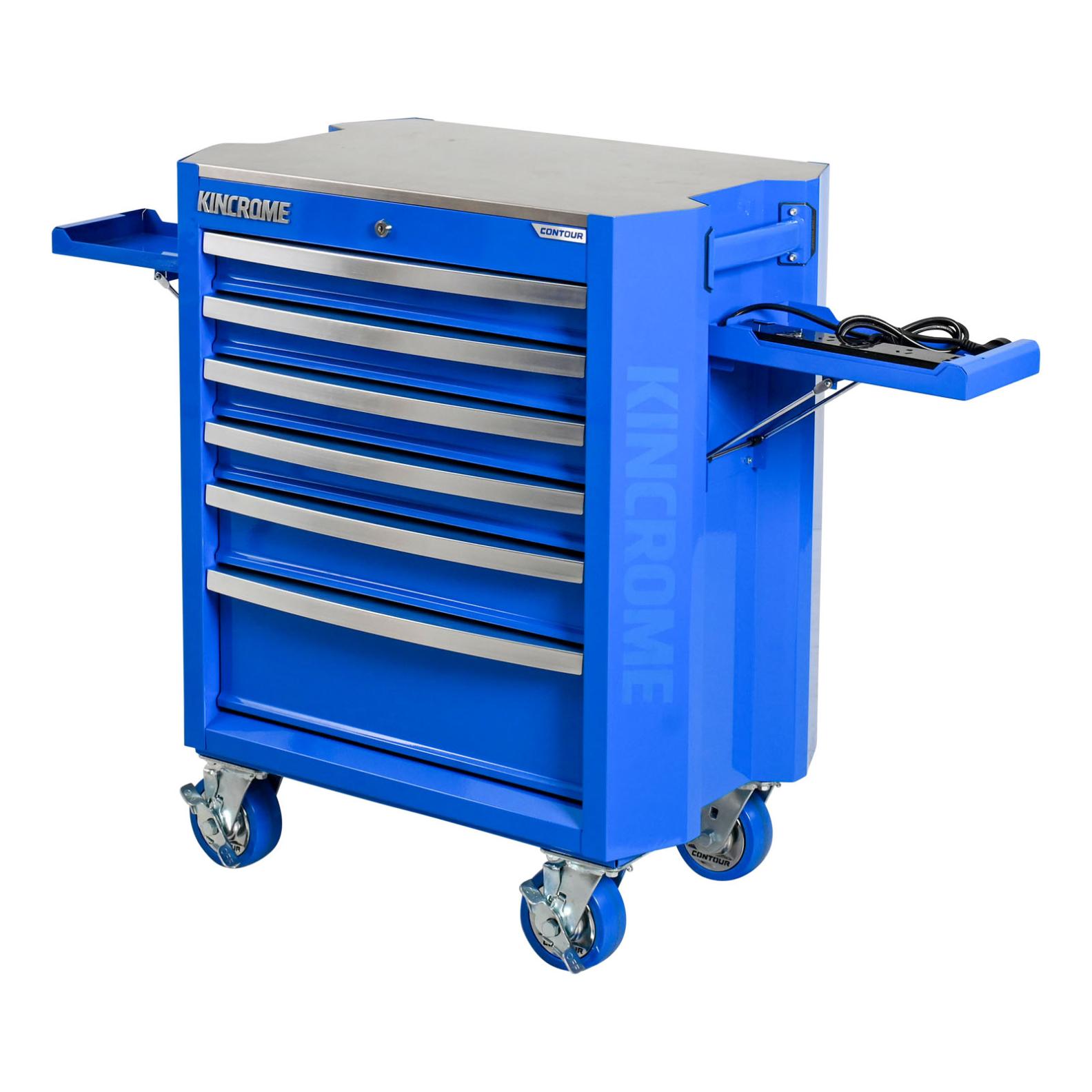 Kincrome Contour Series 6 Drawer 29" Wide (730mm) Tool Trolley Roll Cabinet (Empty) - Blue - K72926 (Bulky Item, Freight Charges Apply)