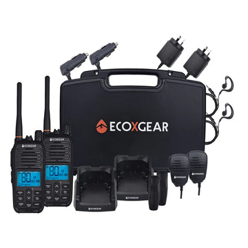 EcoXGear EXG500-2PK EcoXTalk 5W IP67 Waterproof Floating Handheld UHF CB Radio Deluxe Twin Pack