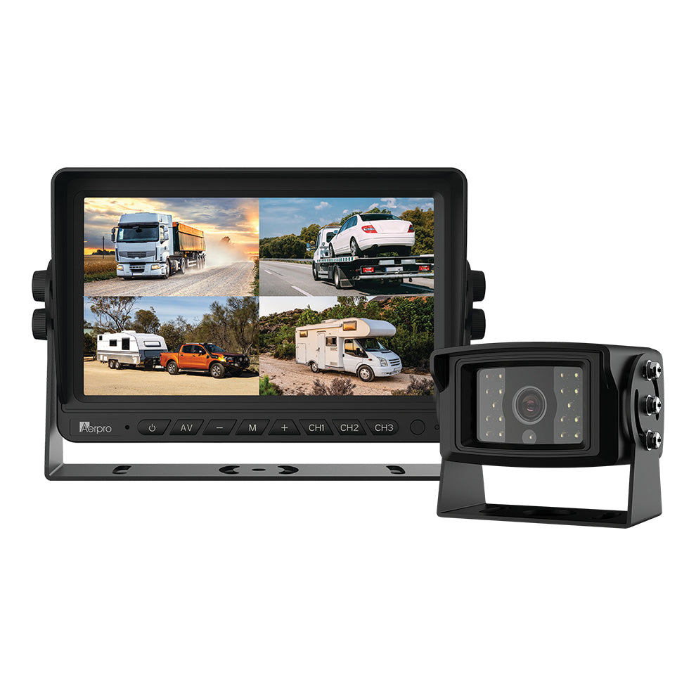 Aerpro AVK7Q1 7" Heavy Duty AHD Quad View Monitor 1080P Camera Kit with DVR