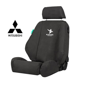 Black Duck Front Seat Covers for 2024+ Mitsubishi Triton - Black Canvas - MT242ABCCVBK