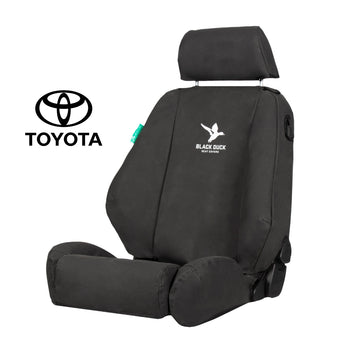 Black Duck Front Seat Covers for 09/2016+ Toyota Landcruiser VDJ79 Series Double Cab - Black Canvas - LC172DCCVBK