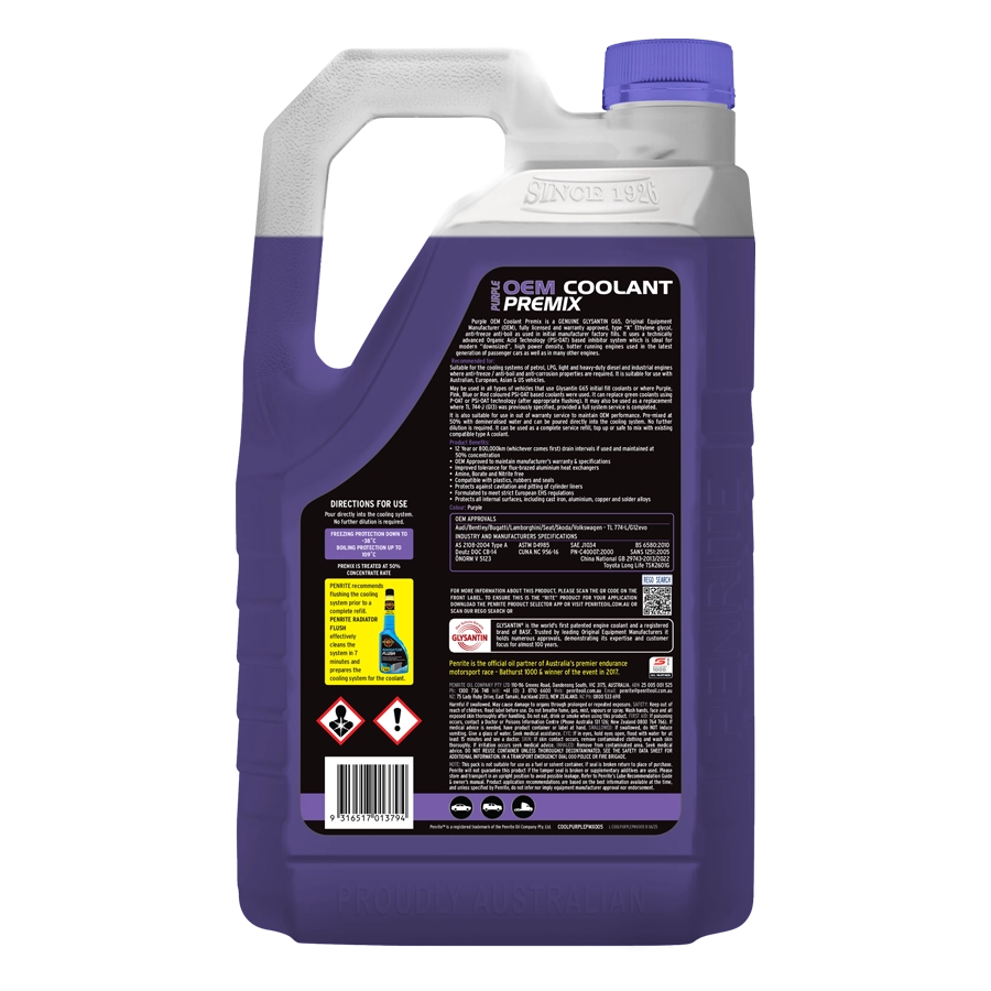Penrite Purple OEM Coolant Premix 5L - COOLPURPLEPMX005
