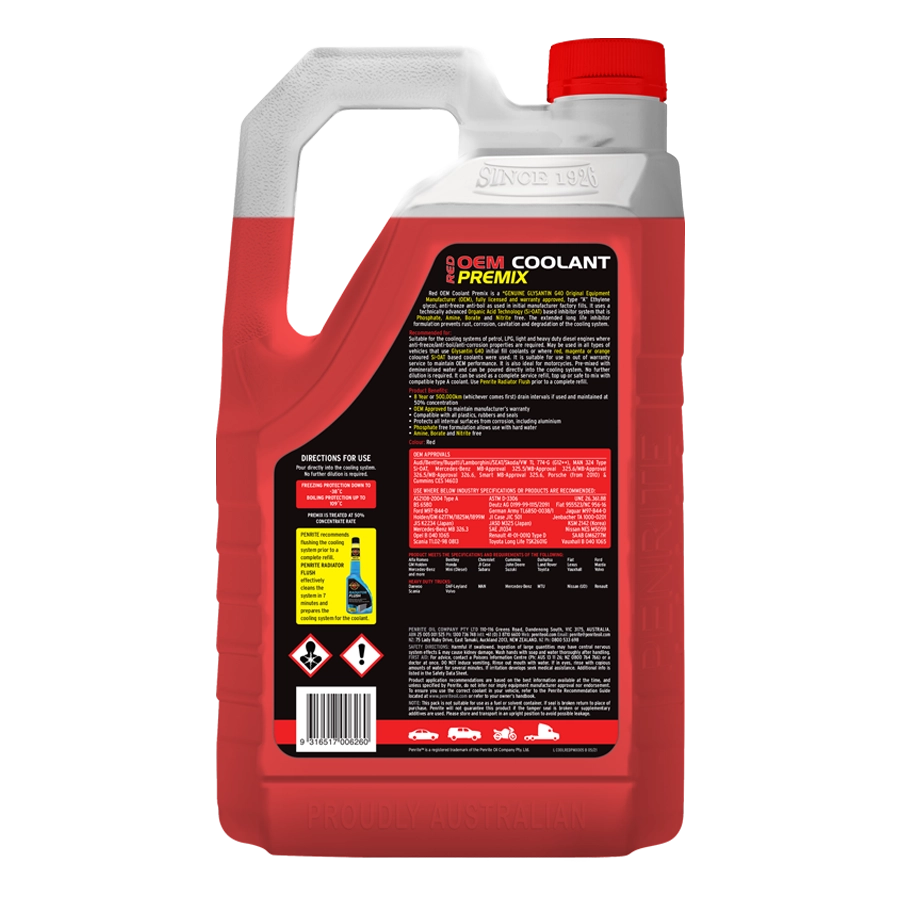 Penrite Red OEM Coolant Premix 5L - COOLREDPMX005